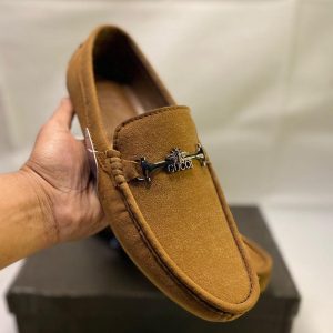 Men Mustard Suede Loafers with Horsebit Detail