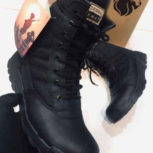 Men’s Black Rubber Army Boots with Ankle Height & Durable Sole