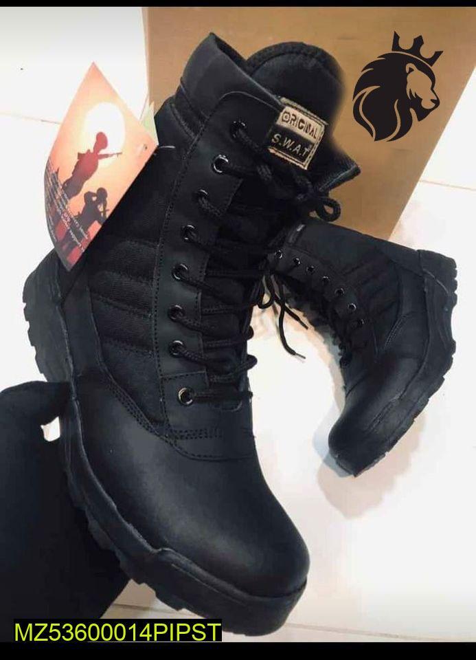 Men's Black Rubber Army Boots with Ankle Height & Durable Sole - Image 5